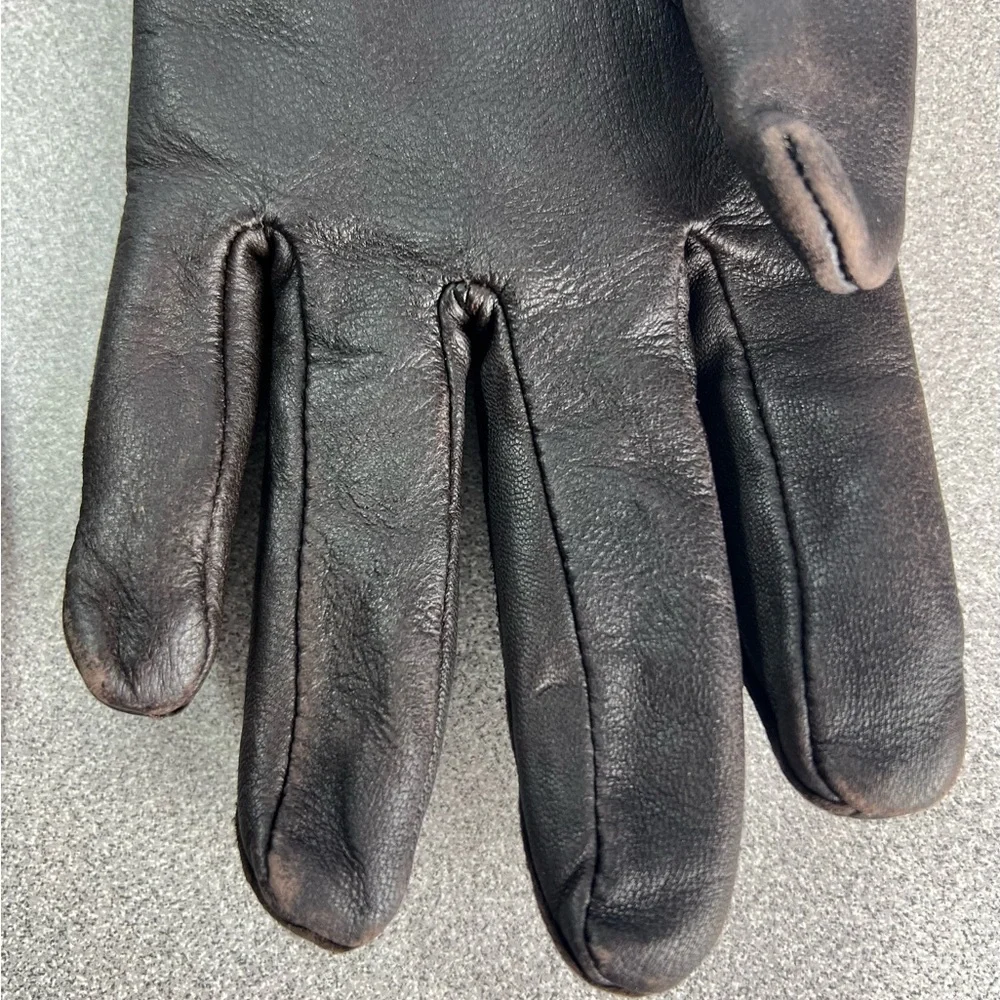 Vintage‎ Fownes Leather Gloves in Brown fully lined warm Driving size 7.5